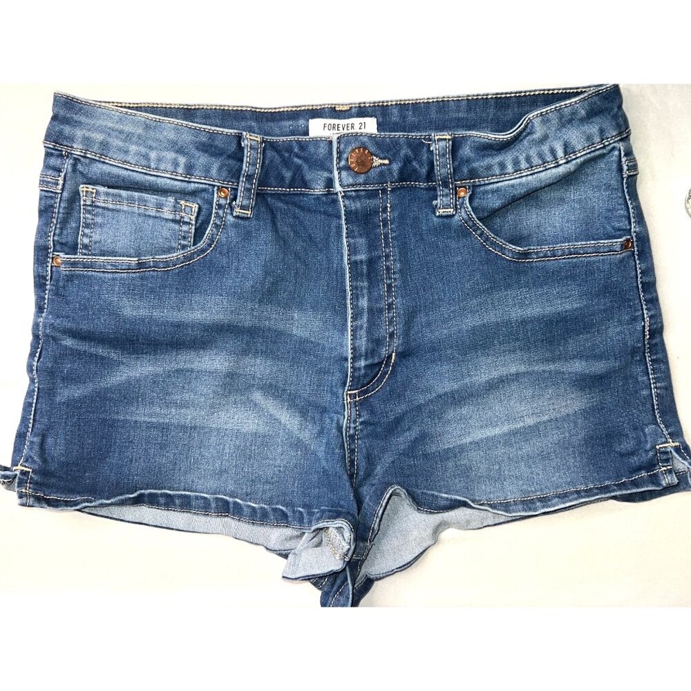 Forever 21 Misses Denim Jean Shorts Size 29 (8/10) 5 pockets Blue - Picture 1 of 4